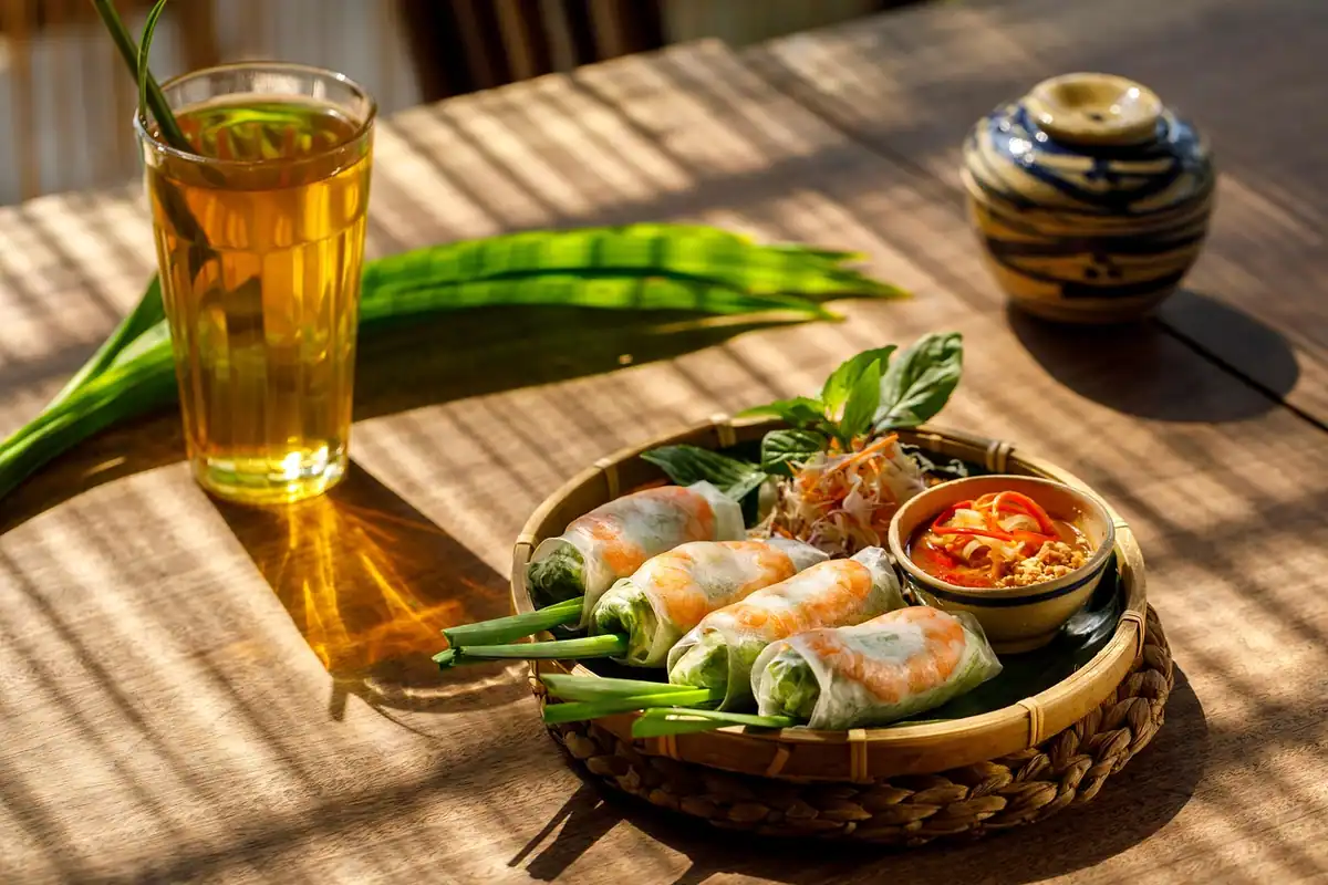 Rulouri vietnameze de primăvară cu legume și ierburi proaspete